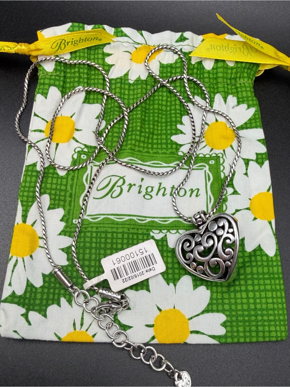 Brighton Contempo Heart Badge Clip Necklace #600 New with Tag & Dust Bag